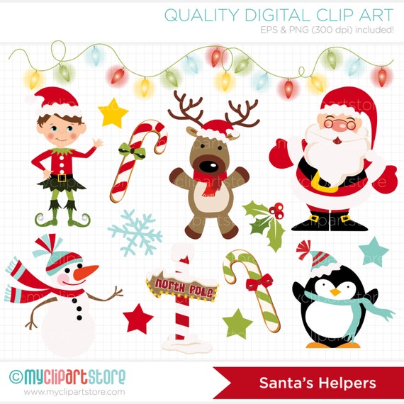 Santas Little Helpers Clip Art / Digital Clipart by MyClipArtStore