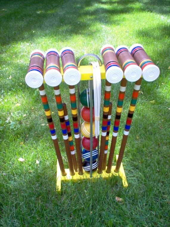 Vintage Forster Six Player Wood Croquet Set