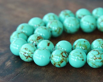 Magnesite Beads, Light Teal Green, 10mm Round - 15 inch Strand - eGR-MG001-10