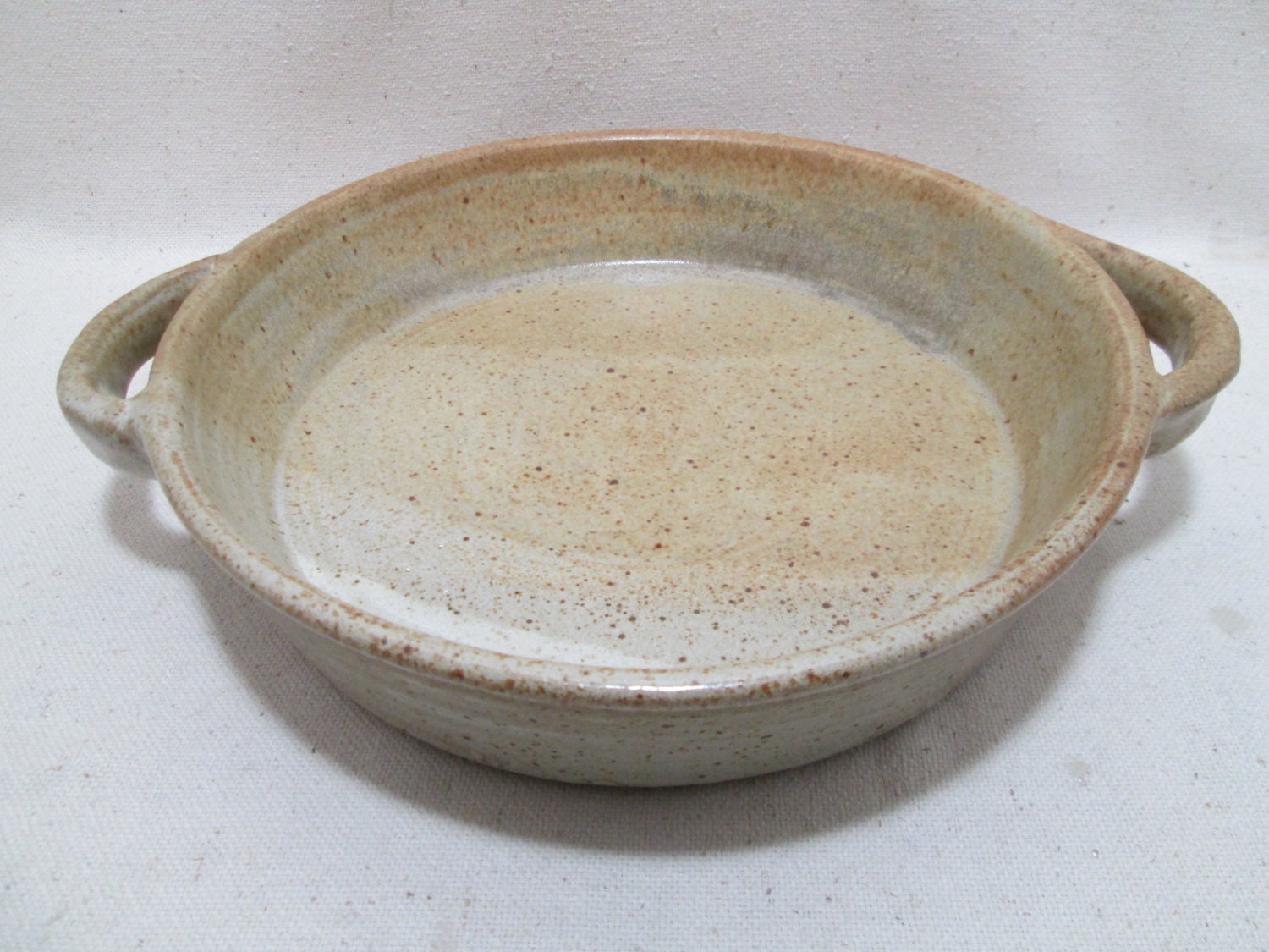 Vintage Ceramic Casserole Dish Pie Pan Desert Plate Handles