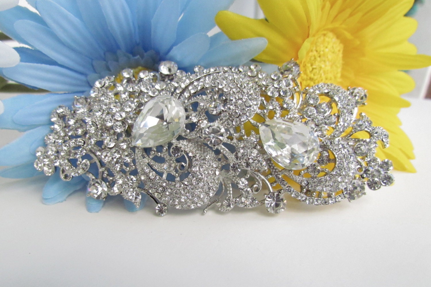 Large Crystal Bridal Brooch Pin Swarovski Pearl Bridal