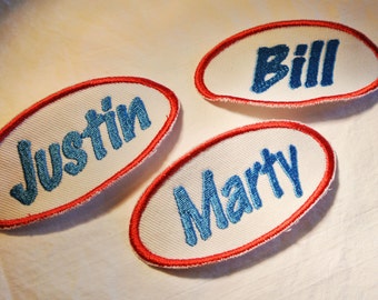 Retro Work Shirt Name Patch Custom made with the name and color of your choice Nifty and Fun