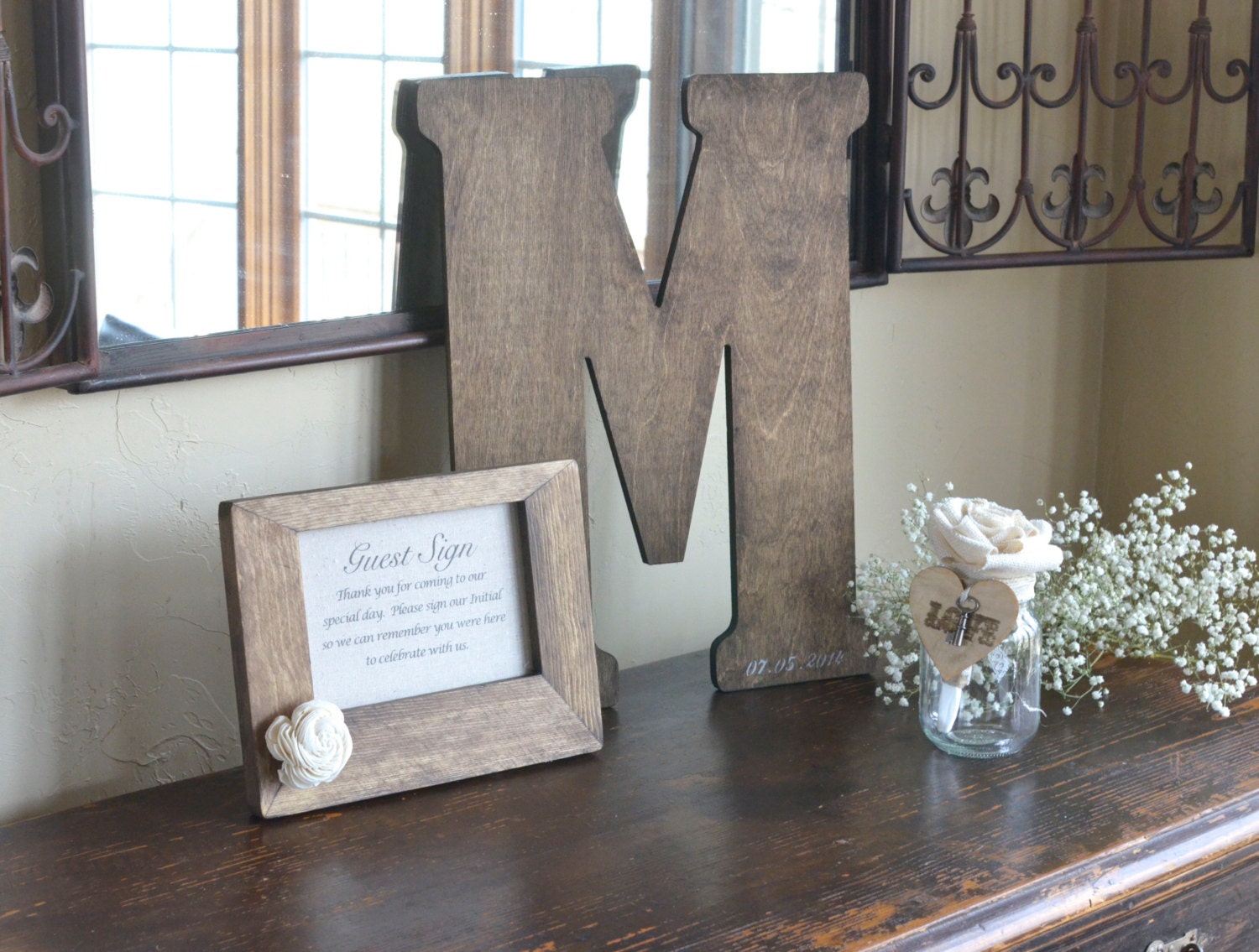Vintage Letter Guest Book Alternative Rustic Wooden Letter