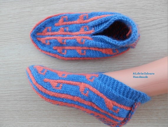 Turkish hand knitted womens winter slippers slipper