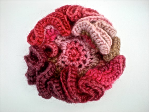 Pink Red and Purple Hyperbolic Flower; Crochet Hyperbola Coral