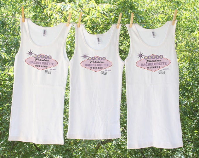 Vegas Bachelorette - Bachelorette Party or Weekend Tanks with date - Set of 3