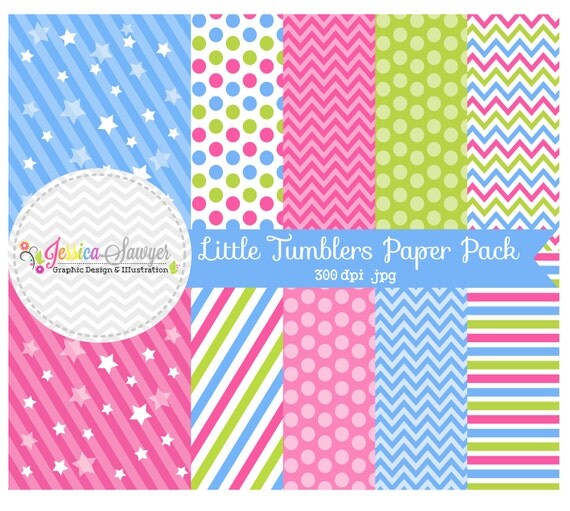 INSTANT DOWNLOAD, little tumbler paper pack for commercial or personal use, scrapbooking, printable party, backgrounds Il_570xn