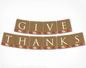 Give Thanks Banner - Thanksgiving Banner - PRINTABLE DIY Digital File - Instant Download Il_170x135