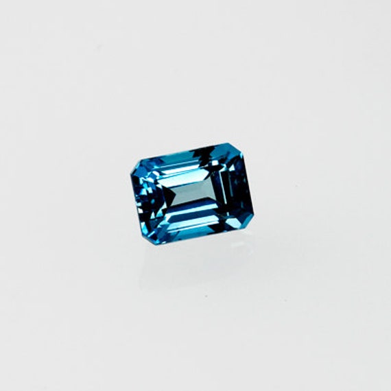 London blue topaz emerald cut engagement ring solitaire