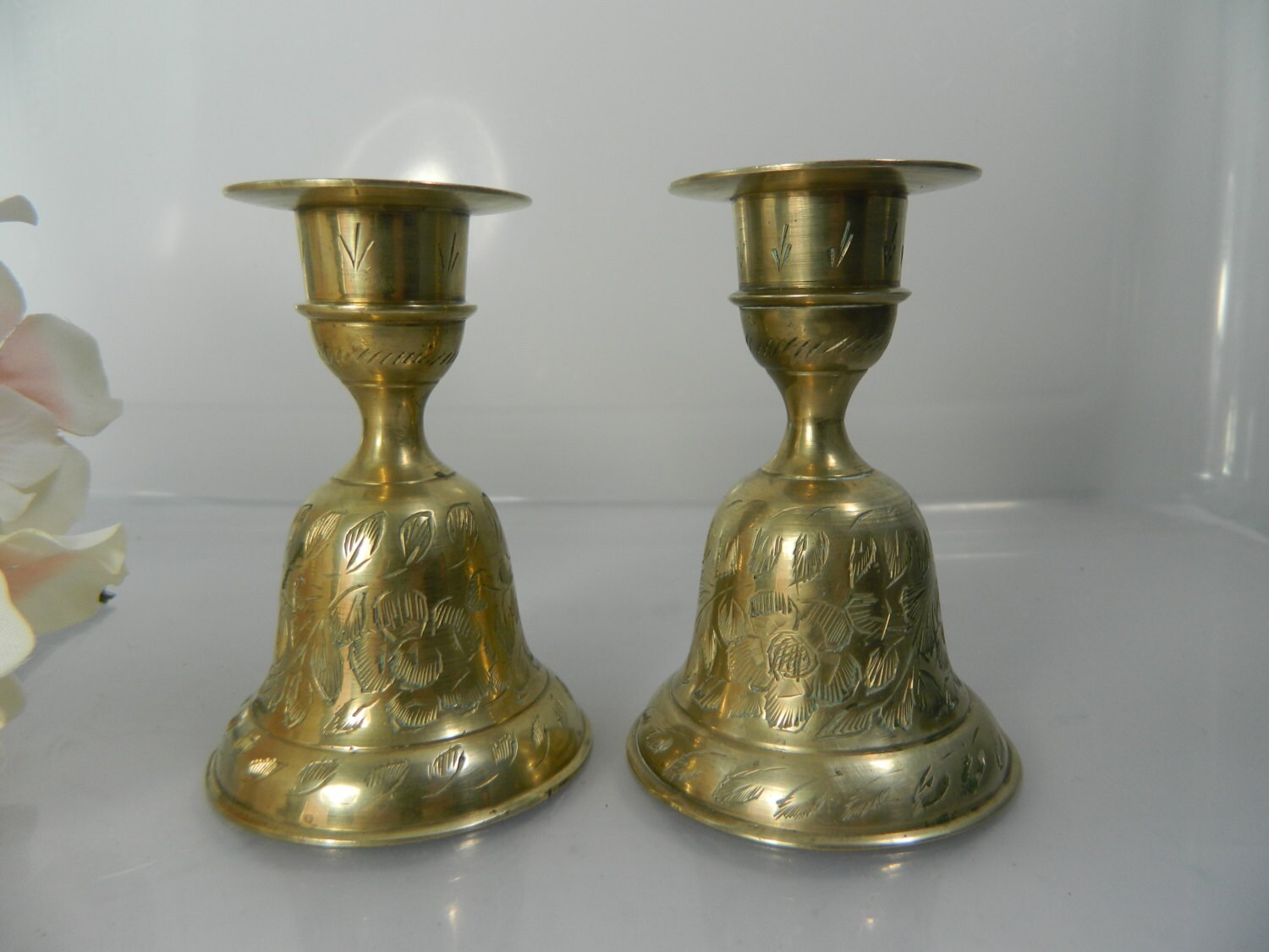 Vintage Brass Bell Candlestick Holders Candle Holder Brass 