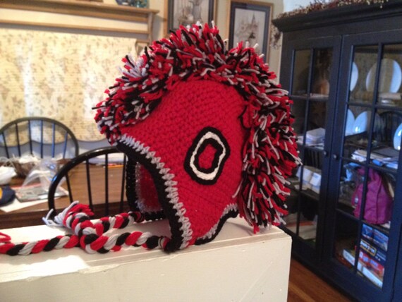 Ohio state Mohawk crochet hat