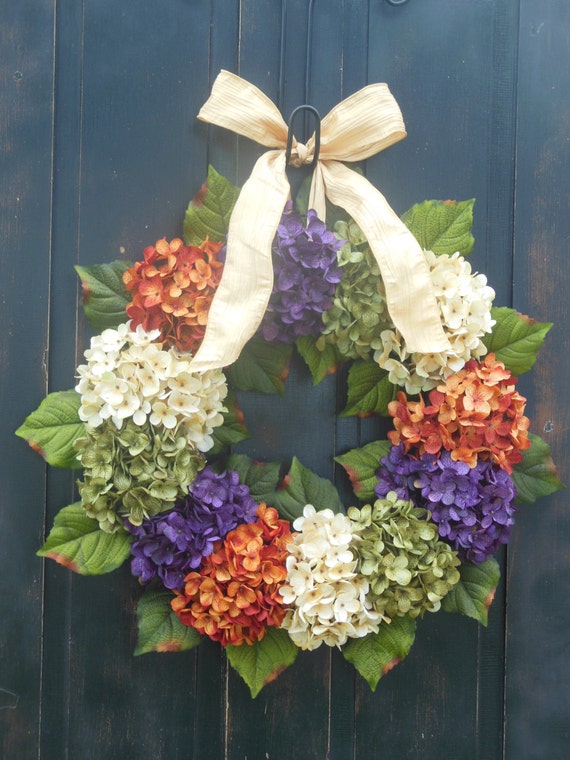 Spring Hydrangeas Front Door Wreaths Traditional Wreaths by bndd