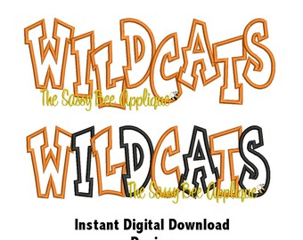 DD WILDCATS Team Name Chunkie Applique - Machine Embroidery Design - 3 Sizes - Straight and Staggered Lettering - Instant Download