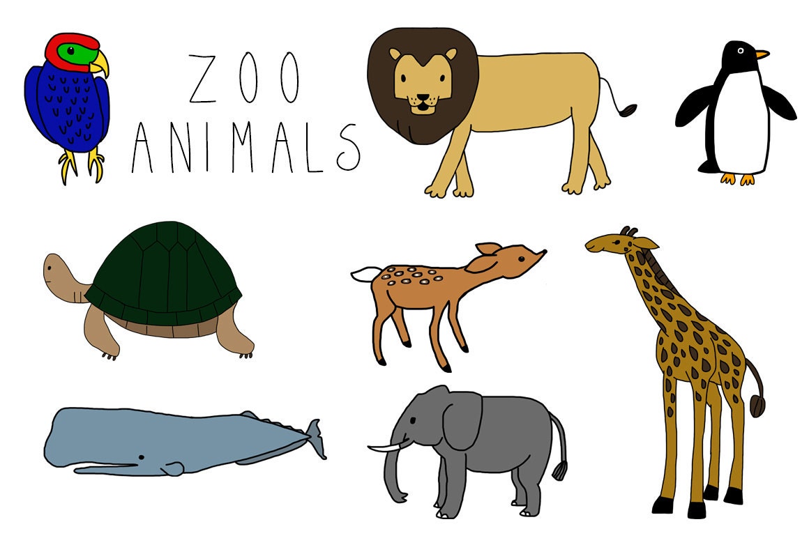 Zoo Animals Clip Art Instant Download personal or