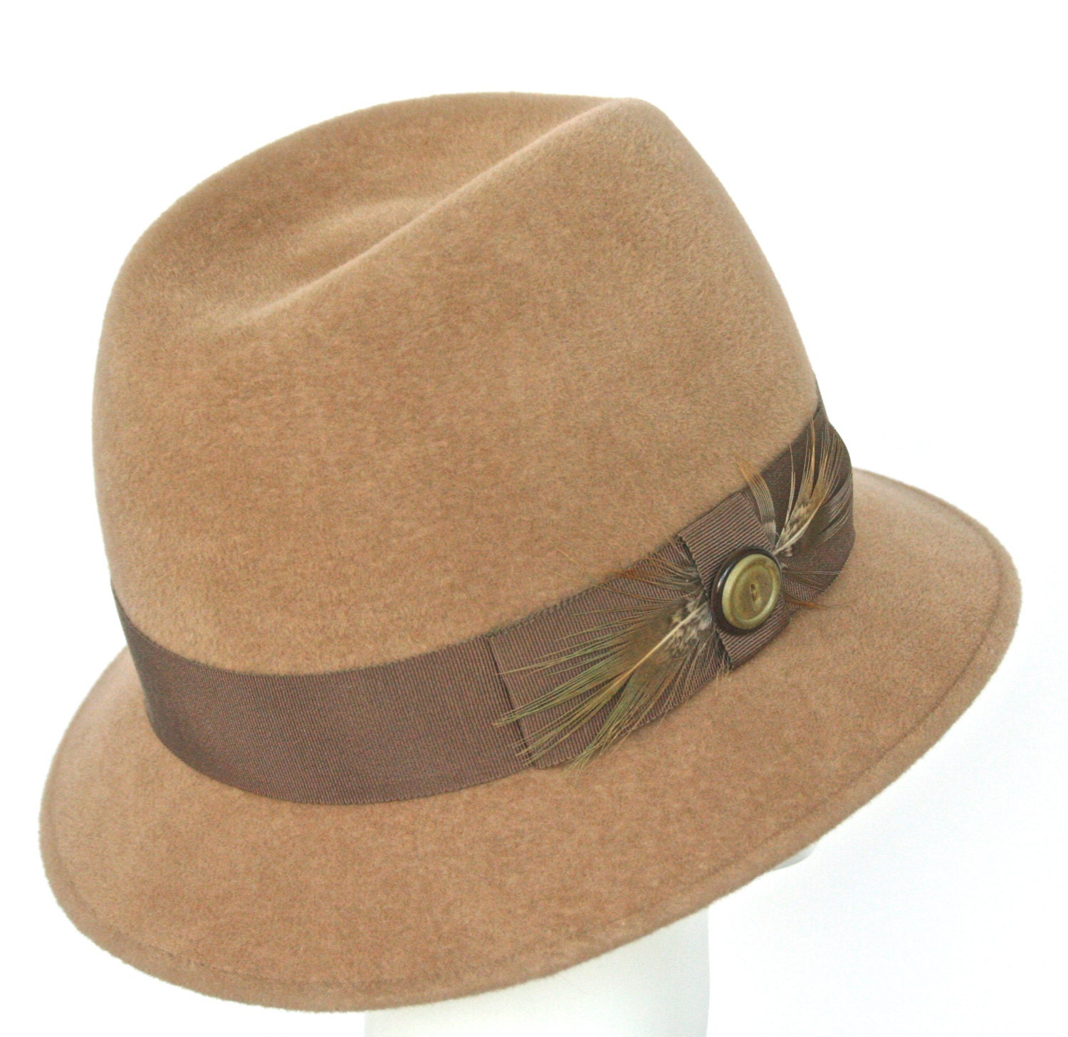 Camel Fur Felt Velour Women's Fedora Casual by MakowskyMillinery