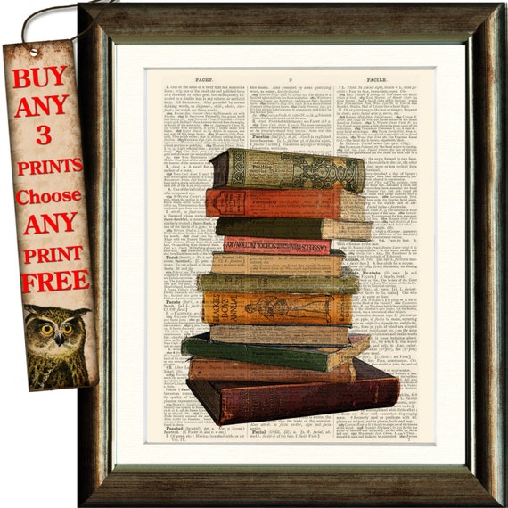 Vintage Books vintage image print on a page by PixelArtPrints