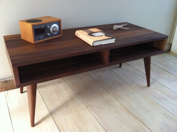 Mid century modern coffee table black walnut with by scottcassin
