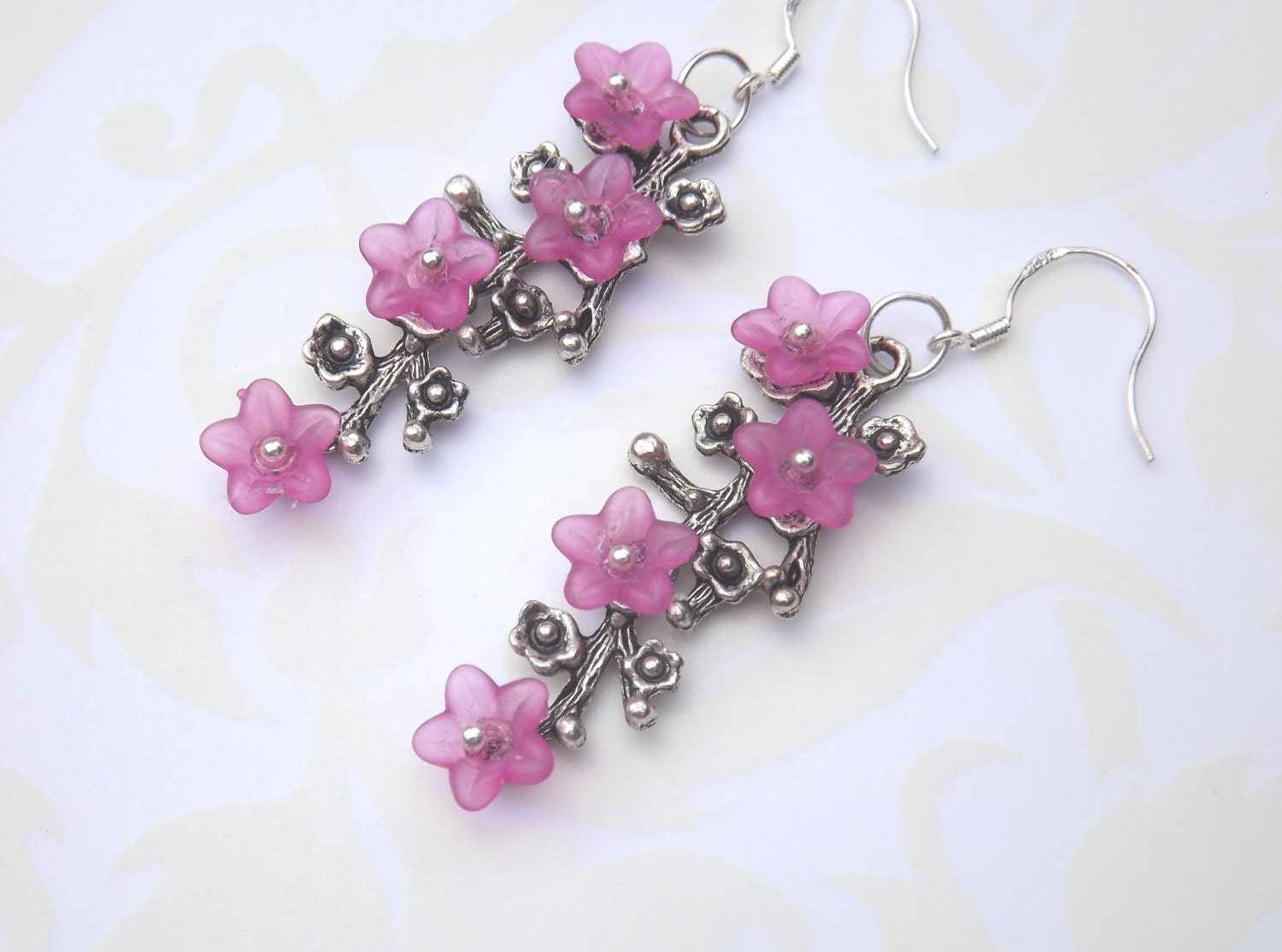 Cherry Blossom Earrings Tree Branch Earrings Pink by koolstuff2