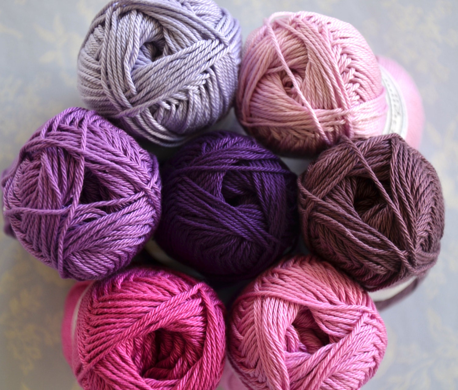 Purples Cotton Yarn 7 Purple Colour combination ready to