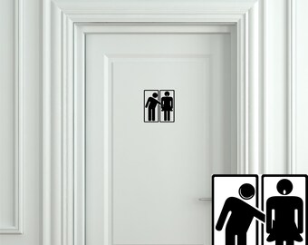 bathroom Sticker, Sign etsy Bathroom Door Sticker wall Door Toilet  Sign Door Door Decal decals