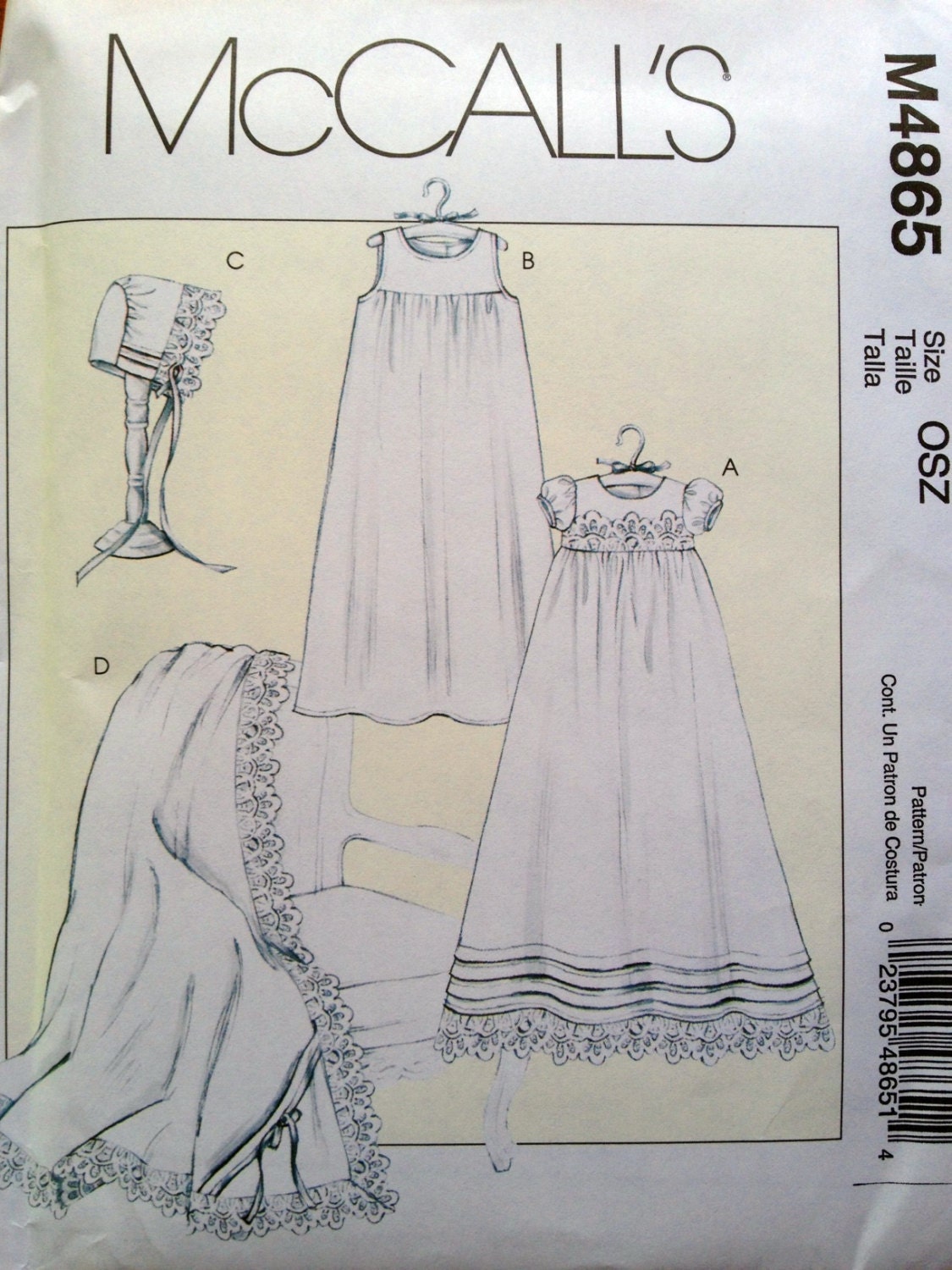 Mccalls 4865 Christening Gown Pattern Baby Dress Slip