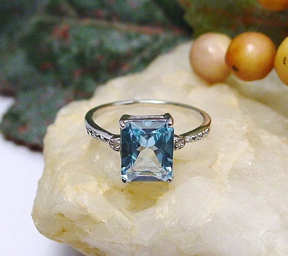 Rare SILA DJINN-925 Diamond and Huge 4 Carat Blue Topaz Spirit