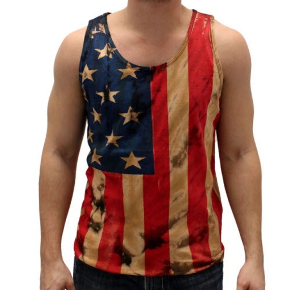 Items similar to Retro American Flag Tie Dye Tank Top on Etsy