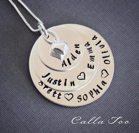 Mothers necklace, Grandmother jewelry, sterling silver stacked necklace, personalized, customized, mommy jewelry, grandma, gift for mom