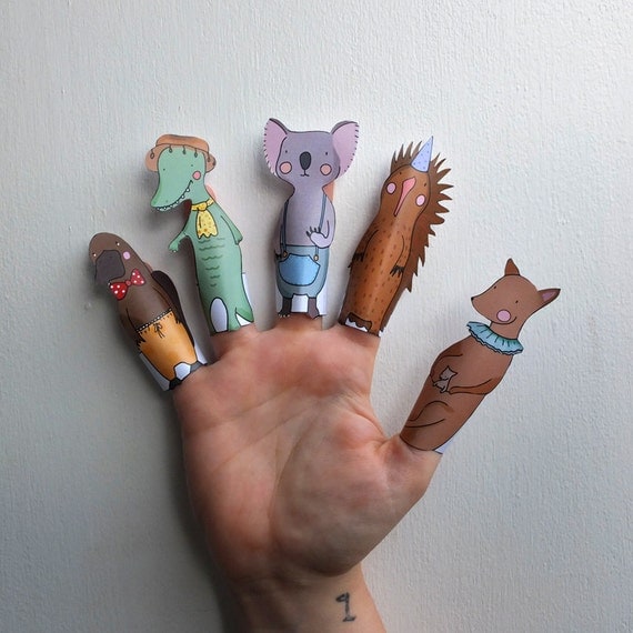 Items similar to Australian Animals Paper Finger Puppets By Curmilla