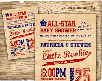 Baseball baby shower invitation - baseball boy baby shower invite- DIY baseball couples shower sports printable decorations