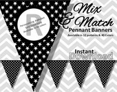 Black Star Halloween Bunting Pennant Banner Instant Download - Mix & Match Banners: 12 patterns/40 colors - DIY Printable Party Decorations Il_170x135