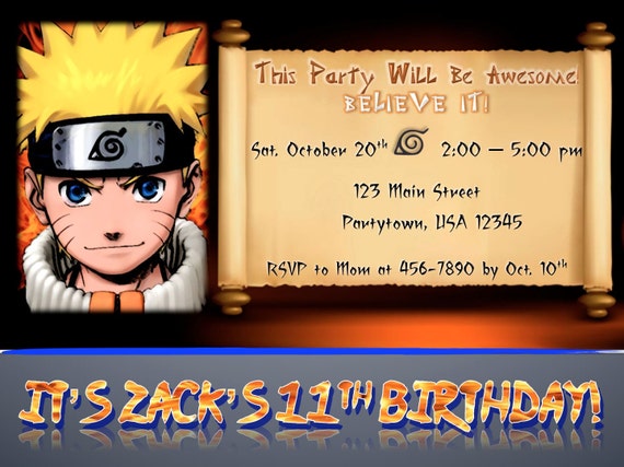 Items Similar To Custom Naruto Birthday Party Invitation On Etsy 