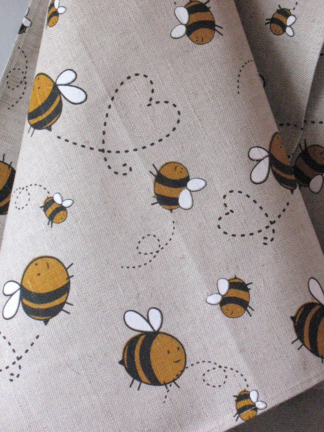 Linen Cotton Dish Towels Tea Towels Bees Bumble Honey Summer