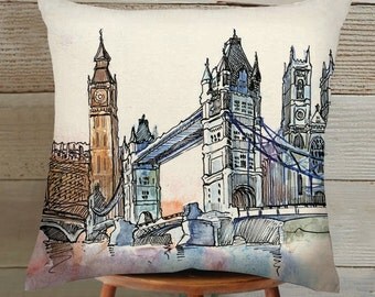 London Bridge Suede Pillow Cover