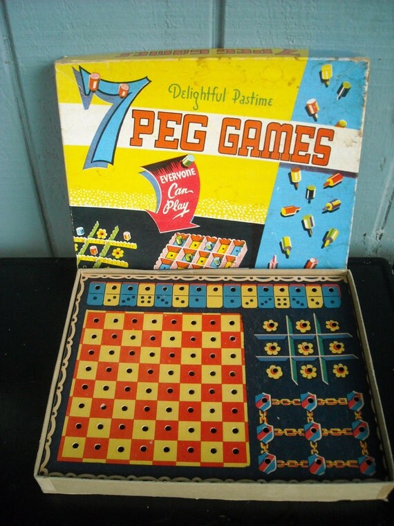 7 Peg Games Set in Box with Instructions Vintage by ZeeJunkHunter