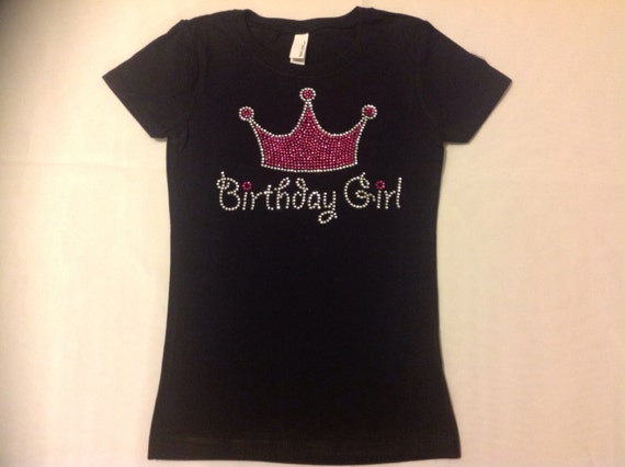 Rhinestone Birthday Girl Crown Shirt by SillyBlingIsForGirls