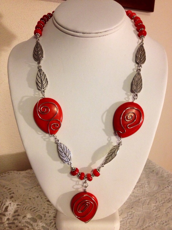 Leaf Necklace with Wire Wrapping