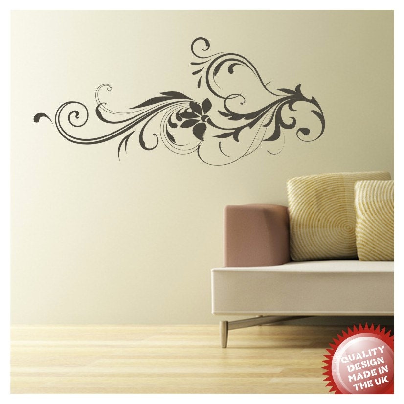 Floral swirl vinyl wall decal sticker
