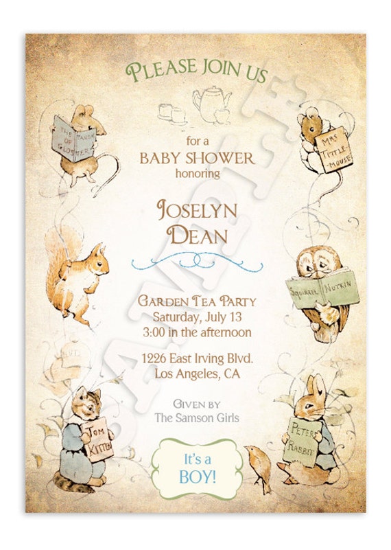 Beatrix Potter Baby Shower Invitations 1