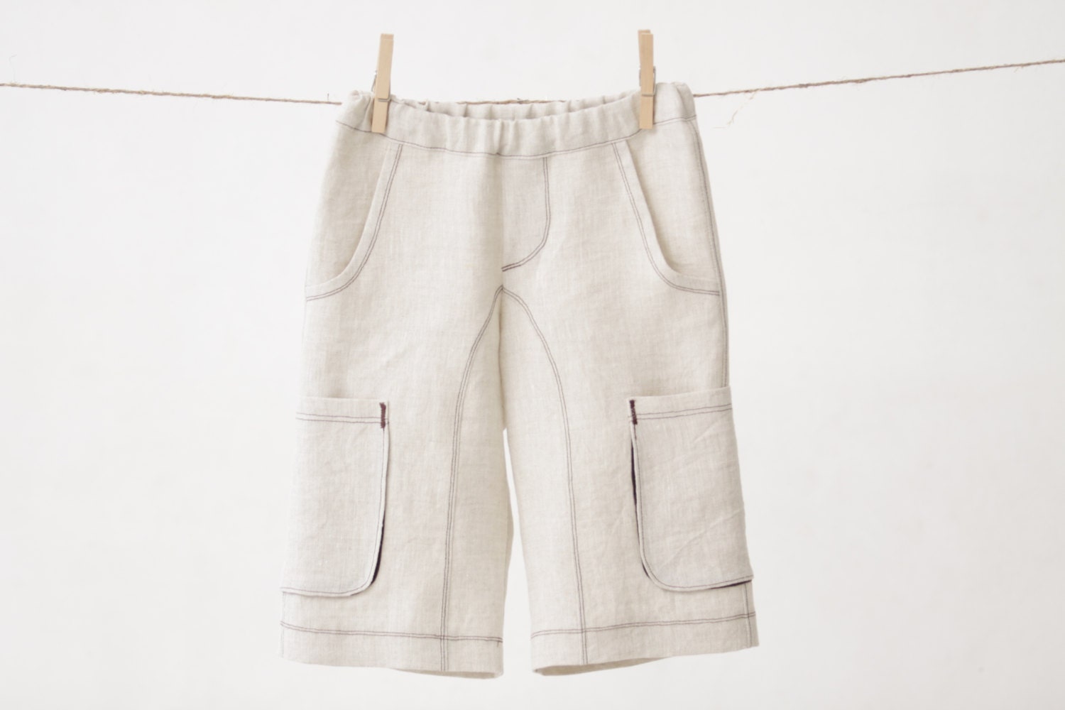 Boys natural linen shorts Boys Cargo shorts Toddler boy linen