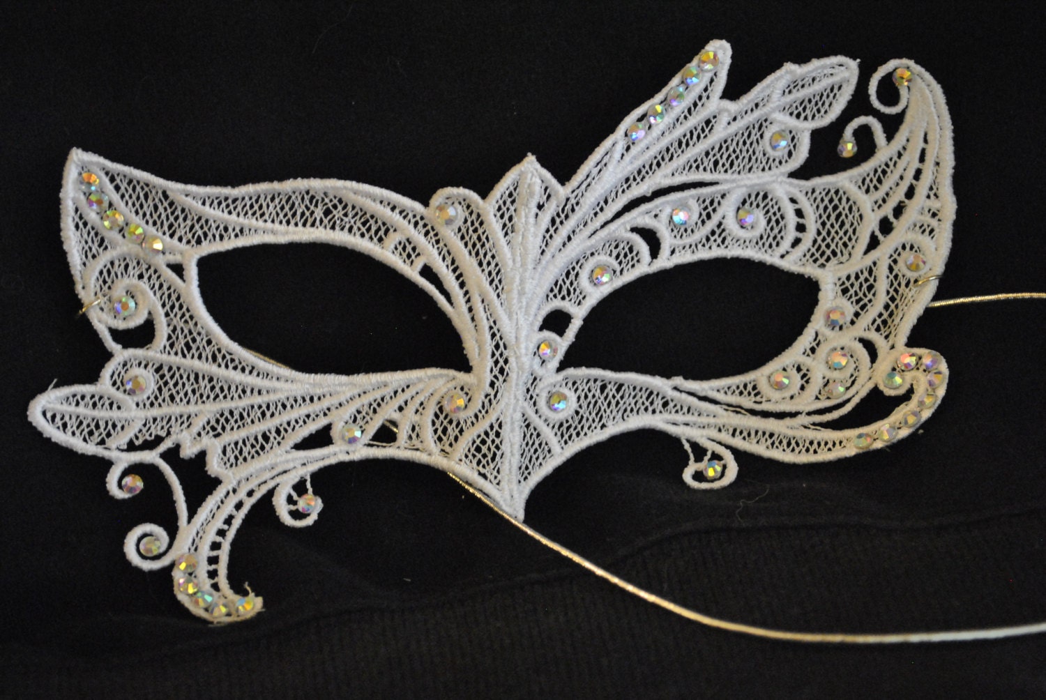 White Free  Standing  Lace  Mask 