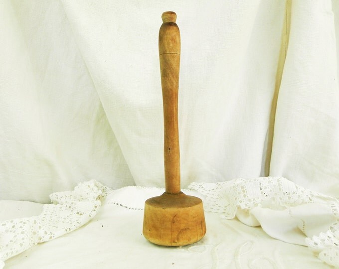 Antique Rustic French Wooden Treen Vegetable Masher, French Country Cottage Decor, Wooden Primitive Kitchenware, Rustic Kitchenalia
