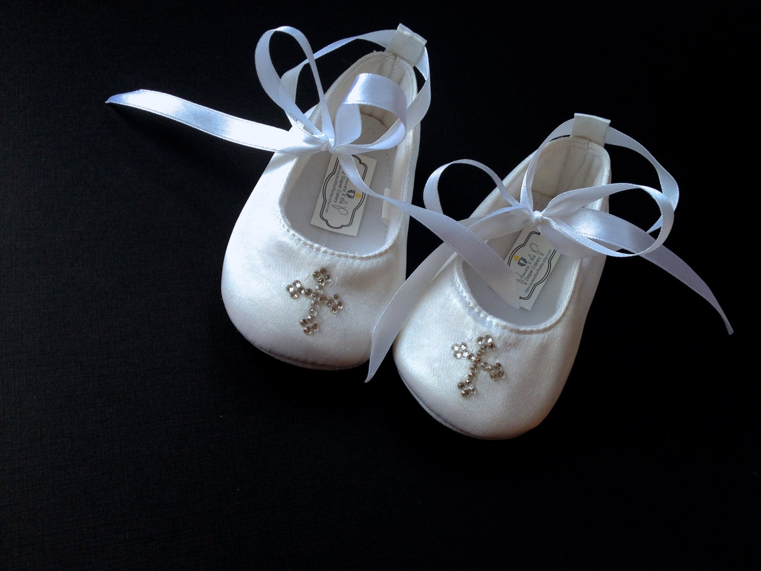 White satin Swarovski Christening Baptism by PrincessAndThePbaby