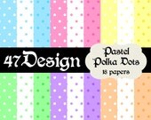 Pastel Polka Dots Digital Scrapbook Paper 18 12x12 300dpi jpeg jpg Printable Papers Il_170x135