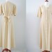 80s/90s Maxi Shirtdress w/ Sash Bow Belt in Pale Cream Yellow by Malli Mari, M // Vintage Day Dress