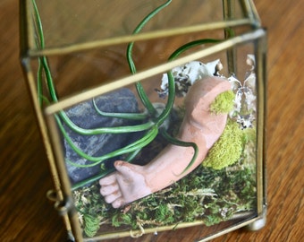 OOAK air plant terrarium with Fools Gold rock in the raw