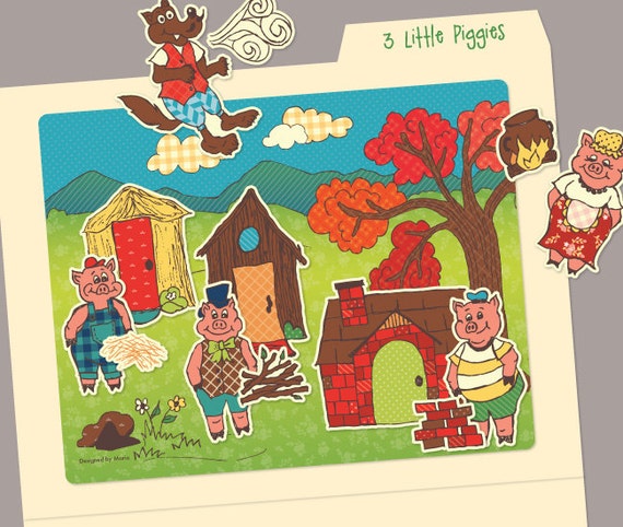 3 little pigs printables file folder game or preschool