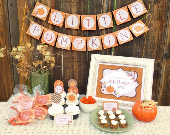 Items similar to Autumn Party Printable Set: Baby Shower or Toddler Birthday  Little Pumpkin 