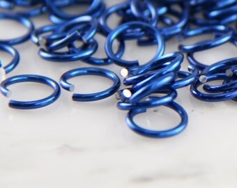 18 ga 1/4, 200 Royal Blue Anodized Aluminum Chainmail Jump Rings