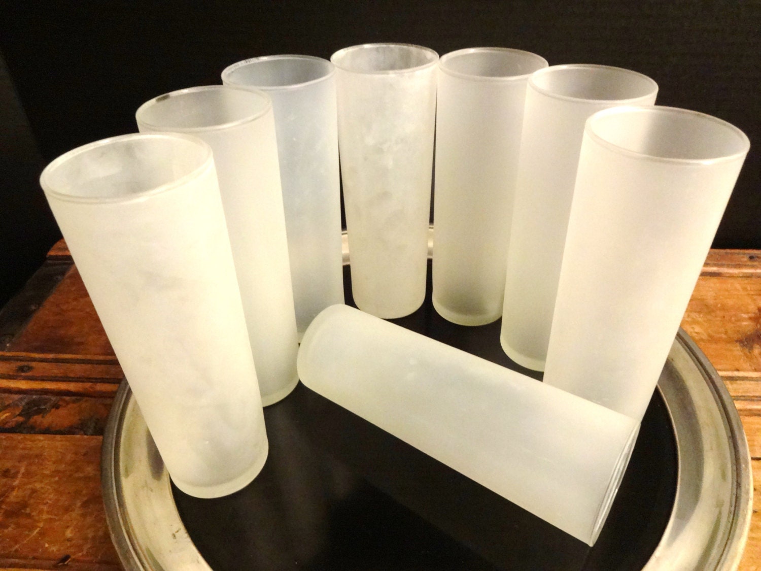 Vintage Tom Collins Glasses Set of 8 Libby Frosted